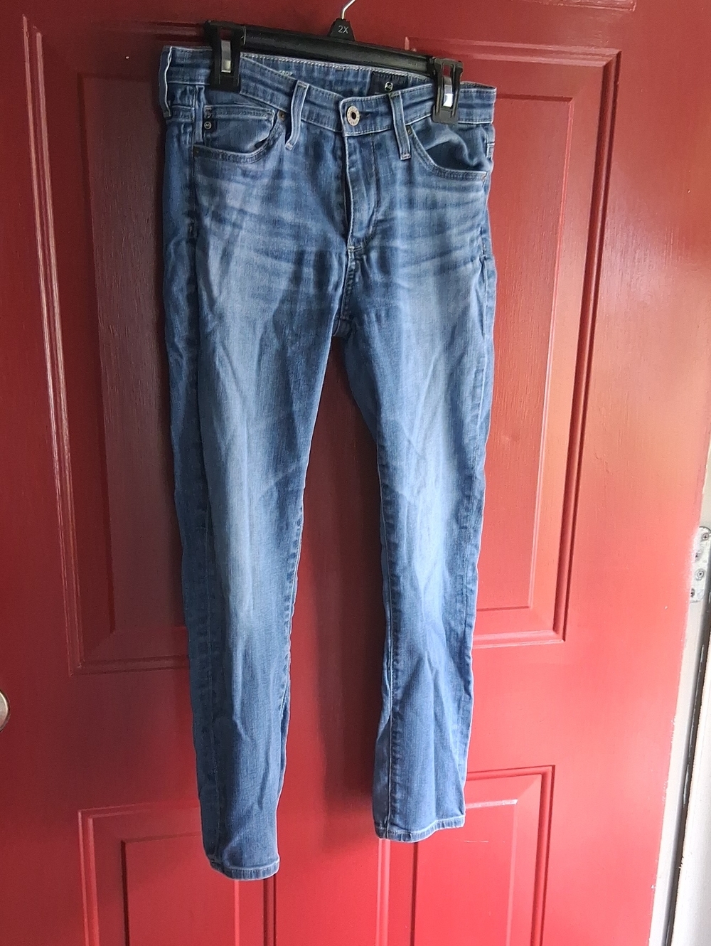 Ag Adriano Goldschmied Blue Denim Jeans with Contrast Stitching